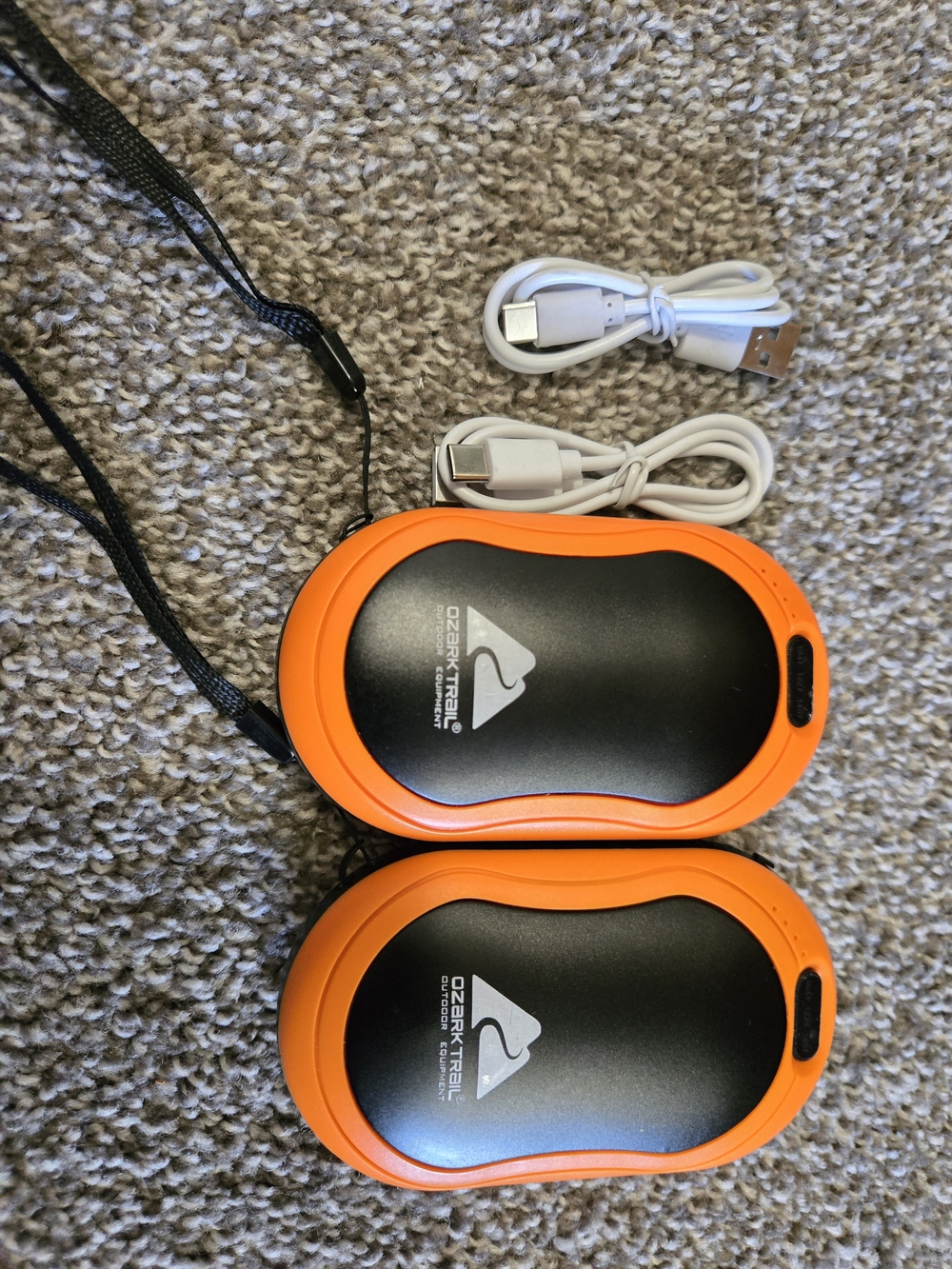 Ozark Trail Black & Orange Rechargeable Hand Warmer/ Powerbank Pair
